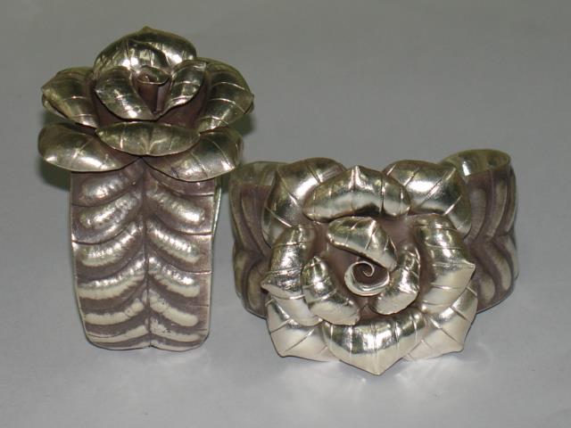 Thai Karen Hill Tribe Silver Bangle Blooming Rose Bangle BG036 