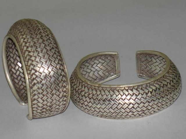 Thai Karen Hill Tribe Silver Bangle Woven Bangle BG048 
