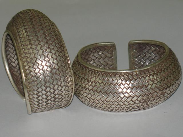 Thai Karen Hill Tribe Silver Bangle Woven Bangle BG049 