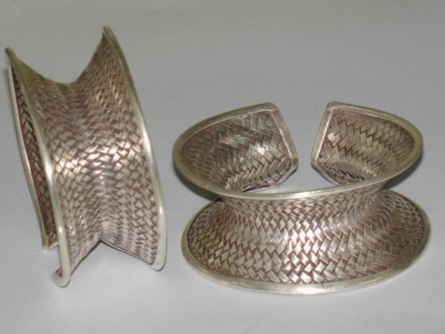 Thai Karen Hill Tribe Silver Bangle Woven Bangle BG050 