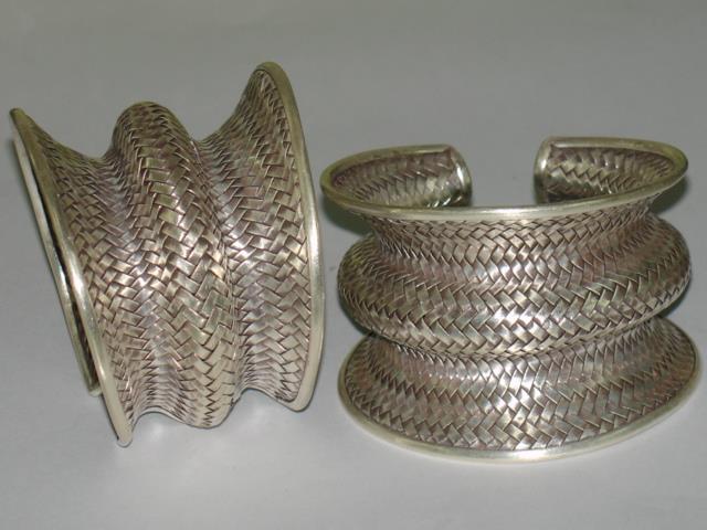 Thai Karen Hill Tribe Silver Bangle Woven Bangle BG051 