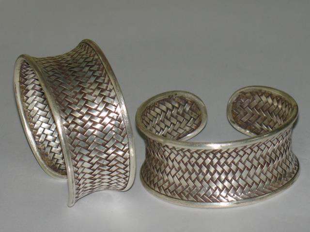 Thai Karen Hill Tribe Silver Bangle Woven Bangle BG053 
