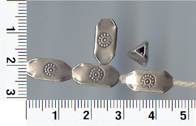Thai Karen Hill Tribe Silver Beads Dot Flower Printed Beads BL017 (10 Beads)
