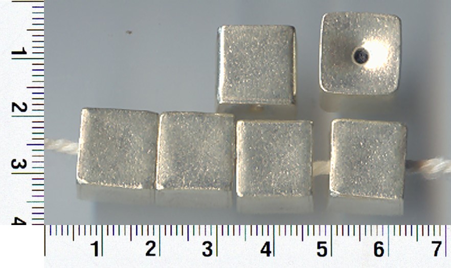 Thai Karen Hill Tribe Silver Beads Cube Brushed Beads BL069 (5 Beads)