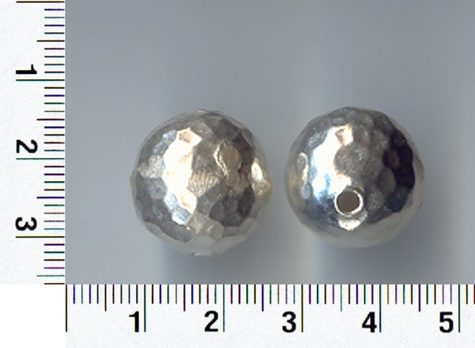 THAI KAREN HILL TRIBE SILVER BEADS HAMMERED ROUND BEAD BL097 (2 BEADS)