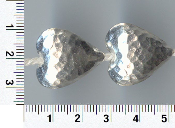 Thai Karen Hill Tribe Silver Beads Hammered White Heart Beads BL099 (2 Beads)