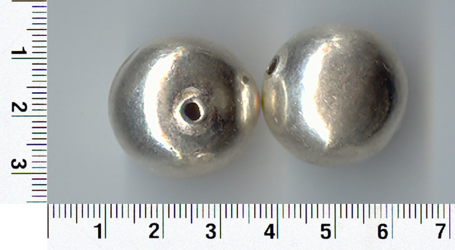 Thai Karen Hill Tribe Silver Beads Plain Round Bead BL110 (2 Beads)