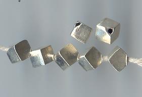 Thai Karen Hill Tribe Silver Beads Plain Cube Beads BL133 (10 Beads)