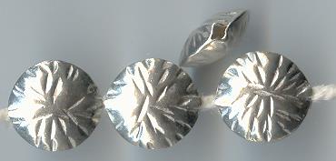 Thai Karen Hill Tribe Silver Beads Engraved Button Beads BL140 (5 Beads)