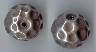 Thai Karen Hill Tribe Silver Beads Hammered Round Bead BL151 (2 Beads)