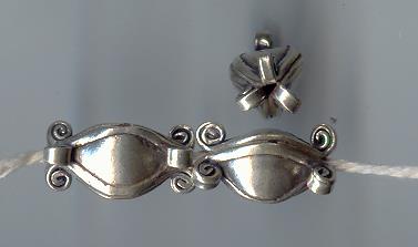 Thai Karen Hill Tribe Silver Beads Greek Design Beads BL165 (2 Beads)
