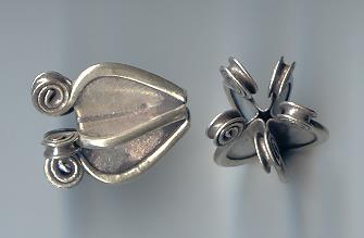 Thai Karen Hill Tribe Silver Beads Calotropis Flower Beads BL167 (2 Beads)