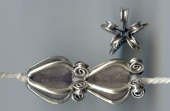Thai Karen Hill Tribe Silver Beads Calotropis Flower Beads BL168 (2 Beads)