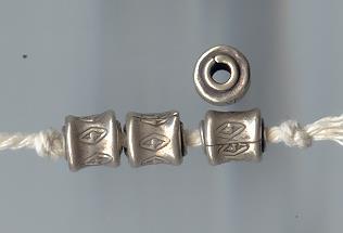 Thai Karen Hill Tribe Silver Beads Eye Printed Cylinder Beads BL183 (2 Beads)