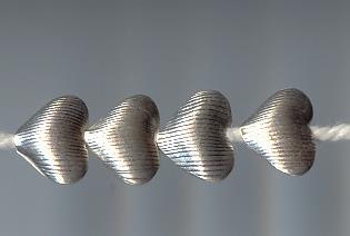 Thai Karen Hill Tribe Silver Beads Engraved Heart Beads BL190 (2 Beads)