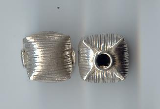 Thai Karen Hill Tribe Silver Beads Engraved Cube Beads BL247 (2 Beads)