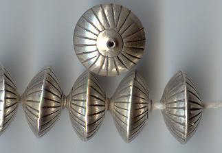 Thai Karen Hill Tribe Silver Beads Line Printed Bicone Bead BL271 (5 Beads)