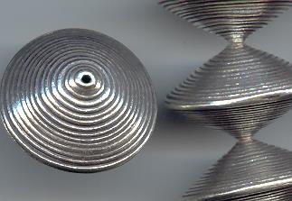 Thai Karen Hill Tribe Silver Beads Swirl Engraved Bicone Bead BL275 (2 Beads)