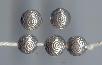 Thai Karen Hill Tribe Silver Beads Daisy Printed Lady Bug Beads BL289 (5 Beads)