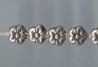 Thai Karen Hill Tribe Silver Beads Night Blooming Jasmin Beads BL296 (5 Beads)