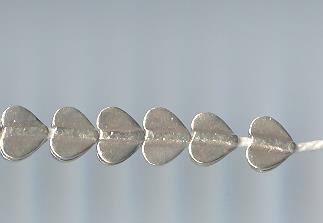 Thai Karen Hill Tribe Silver Beads Plain Heart Beads BL301 (5 Beads)