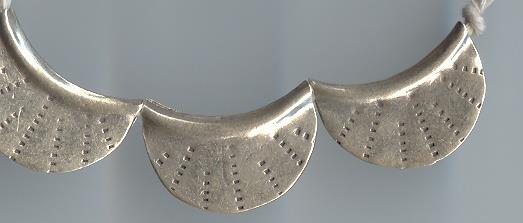 Thai Karen Hill Tribe Silver Beads Printed Fan Shape Beads BL312 (5 Beads)