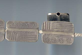Thai Karen Hill Tribe Silver Beads Dot & Flower Printed Rectangle Beads BL321 (5 Beads)