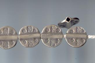 Thai Karen Hill Tribe Silver Beads Dot Printed Disk Beads BL333 (5 Beads)