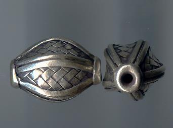 Thai Karen Hill Tribe Silver Beads Woven Long Oval Beads BL363 (2 Beads)