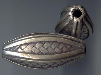 Thai Karen Hill Tribe Silver Beads Woven Long Oval Beads BL364 (2 Beads)