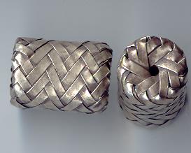 Thai Karen Hill Tribe Silver Beads Woven Tube Beads BL368 (2 Beads)
