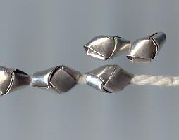 Thai Karen Hill Tribe Silver Beads Plain Origami Beads BL388 (5 Beads)