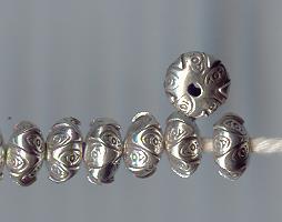 Thai Karen Hill Tribe Silver Beads Eye Printed Lotus Beads BL400 (5 Beads)