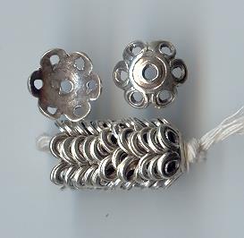 Thai Karen Hill Tribe Silver Beads Flower Caps BL413 (10 Beads)