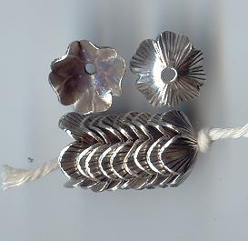 Thai Karen Hill Tribe Silver Beads Rugged Flower Caps BL417 (10 Beads)