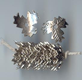 Thai Karen Hill Tribe Silver Beads Flower Caps With Leaf Printed BL418 (10 Beads)