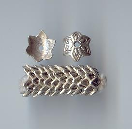 Thai Karen Hill Tribe Silver Beads Flower Caps With Printed BL421 (10 Beads)