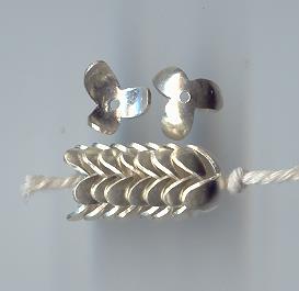 Thai Karen Hill Tribe Silver Beads Plain Flower Caps BL427 (10 Beads)