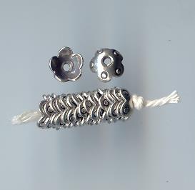 Thai Karen Hill Tribe Silver Beads Embossed Flower Caps BL433 (10 Beads)