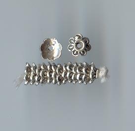 Thai Karen Hill Tribe Silver Beads Printed Flower Caps BL435 (10 Beads)