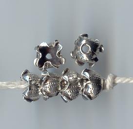 Thai Karen Hill Tribe Silver Beads Printed Flower Caps BL437 (5 Beads)
