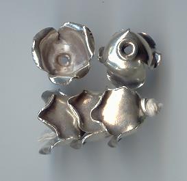 Thai Karen Hill Tribe Silver Beads Plain Flower Caps BL442 (5 Beads)