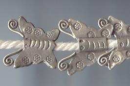 Thai Karen Hill Tribe Silver Beads Dot Embossed Butterfly BL464 (10 Beads)