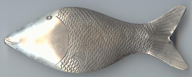 Thai Karen Hill Tribe Silver Beads Fish Beads BL524 (1 Beads)
