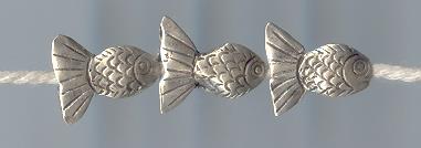 Thai Karen Hill Tribe Silver Beads Fish Beads BL575 (3 Beads)
