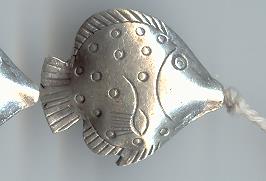 Thai Karen Hill Tribe Silver Beads Fish Beads BL578 (2 Beads)