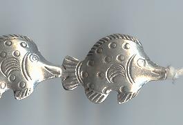 Thai Karen Hill Tribe Silver Beads Fish Beads BL579 (2 Beads)