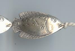 Thai Karen Hill Tribe Silver Beads Fish Beads BL580 (2 Beads)