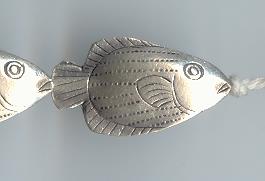 Thai Karen Hill Tribe Silver Beads Fish Beads BL582 (2 Beads)