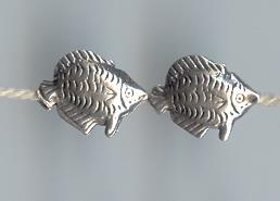 Thai Karen Hill Tribe Silver Beads Fish Beads BL597 (2 Beads)